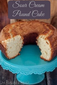 Sour Cream Pound Cake- Love, Pasta and a Tool Belt | sour cream pound cake | pound cake | cake | desserts | recipes |