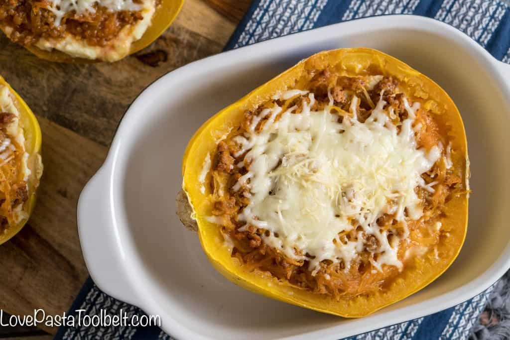 Get all of the flavors of a traditional lasagna without the guilt with this healthier Spaghetti Squash Lasagna. Perfect for dinner with the whole family.