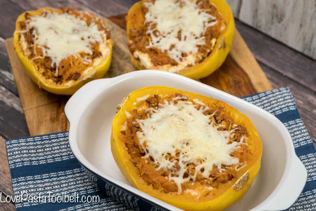 Get all of the flavors of a traditional lasagna without the guilt with this healthier Spaghetti Squash Lasagna. Perfect for dinner with the whole family.