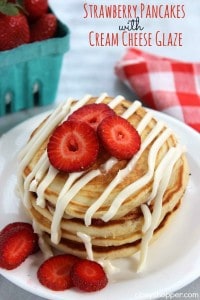 Strawberry Pancakes with Cream Cheese Glaze