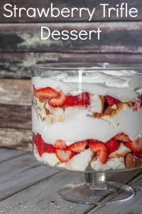 Beat the heat with this chilled Strawberry Trifle Dessert- Love, Pasta and a Tool Belt | desserts | trifle | strawberries | angel food cake | cake | cool whip | cold desserts |