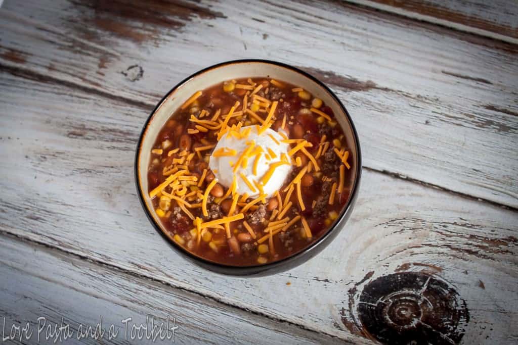 Taco Soup- Love, Pasta and a Tool Belt | soup | tacos | recipes | dinner | 