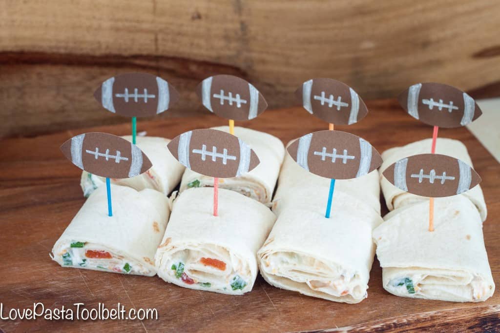 Prepare these Game Day Tortilla Rolls ahead of time for a great appetizer! - Love, Pasta and a Tool Belt #YesYouCAN {ad} | appetizers | food | football | recipes | 