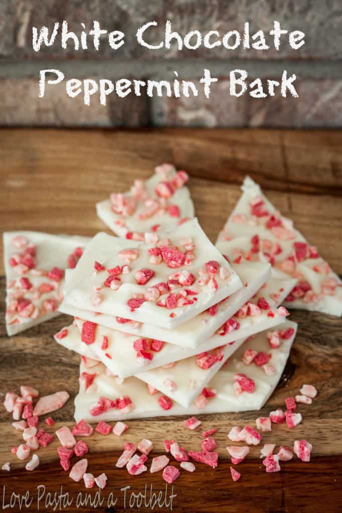 White Chocolate Peppermint Bark- Love, Pasta and a Tool Belt | recipes | desserts | white chocolate | peppermint | 
