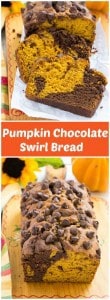 My contributor Sara is sharing this delicious recipe for Pumpkin Chocolate Swirl Bread- Love, Pasta and a Tool Belt | pumpkin | desserts | dessert ideas | fall recipes |